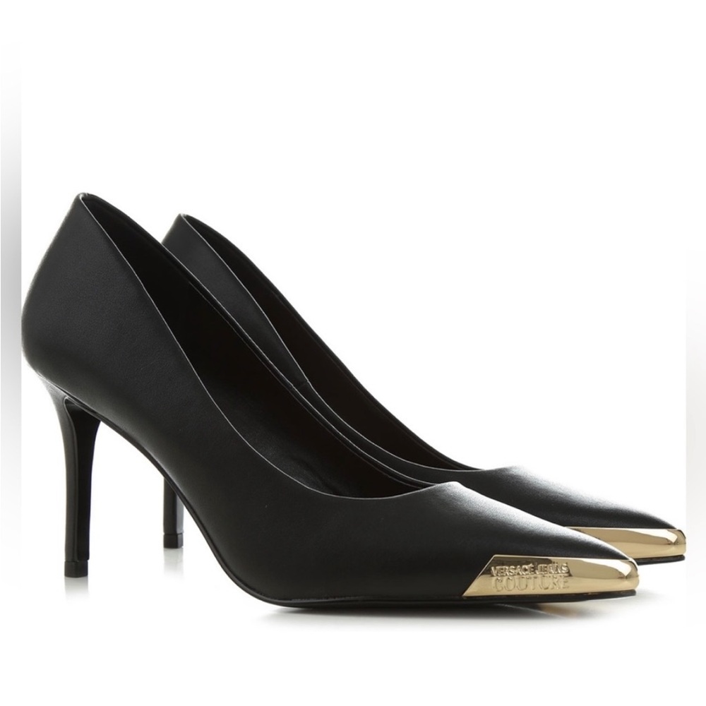 Versace Jeans Couture Scarlett Metallized  Pumps Black Eu 40 US 10 $600